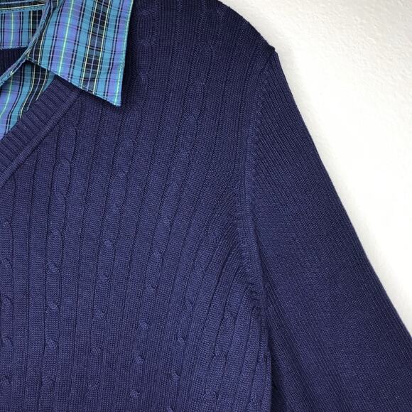Izod Cable Knit Collared Sweater - Picture 5 of 10